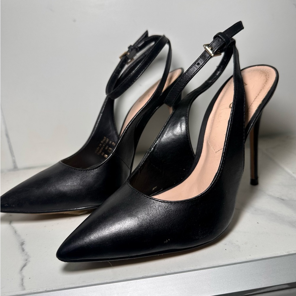 Aldo Matte Black Sling Back Heels
